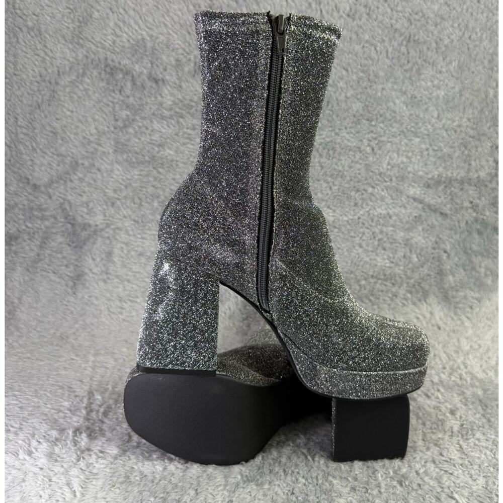 Abound Steffie Platform Boot Women's Silver Knit Ankle Bootie Size 6.5 Gogo - Picture 2 of 9